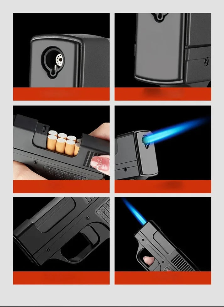 Pistol Shape Cigratte Case + Lighter Pistol Lighter Pistol Cigratte Case