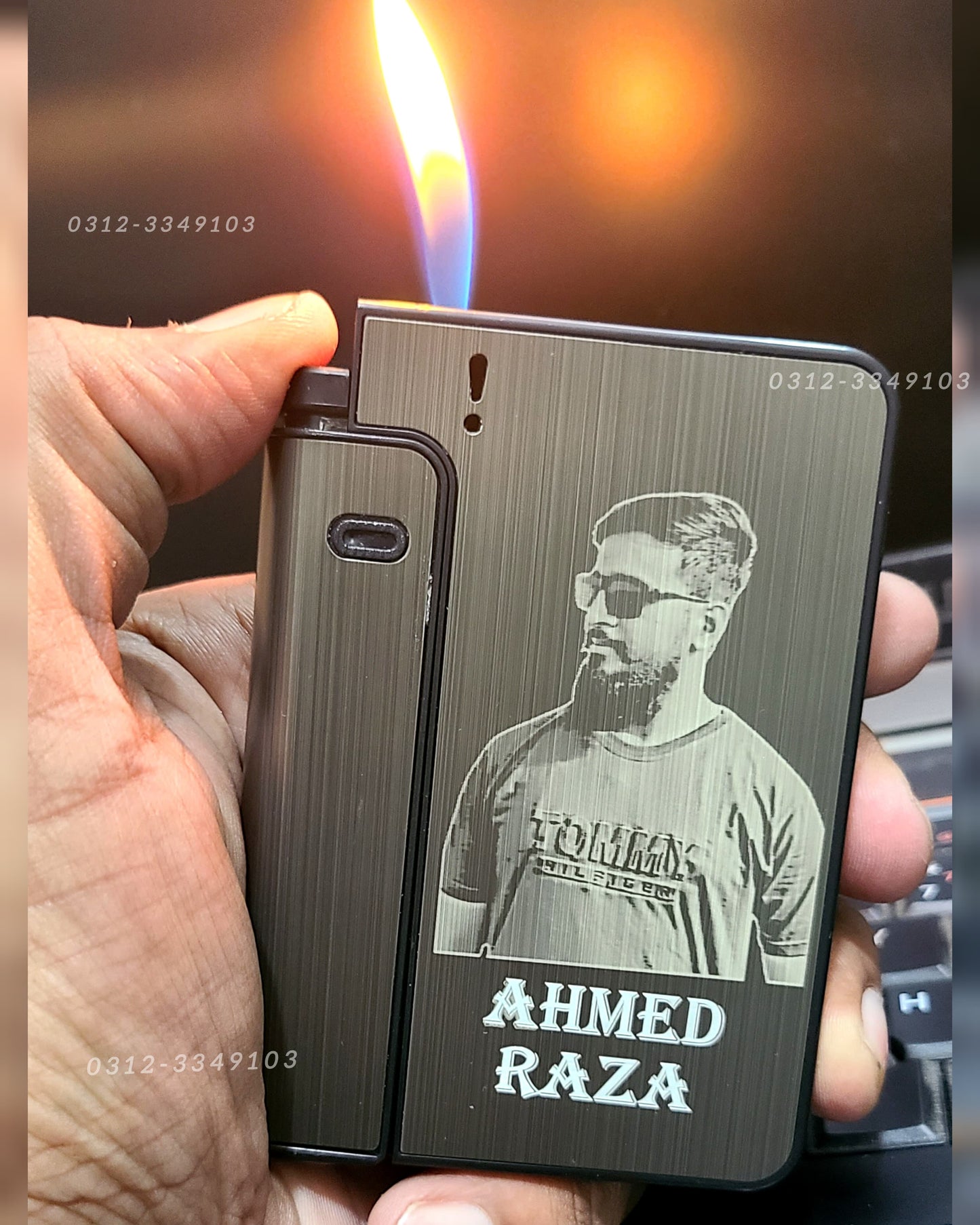 Customized Refillable Cigarette Case Lighter – Photo Engraving Gift (Holds 10 Cigarettes)