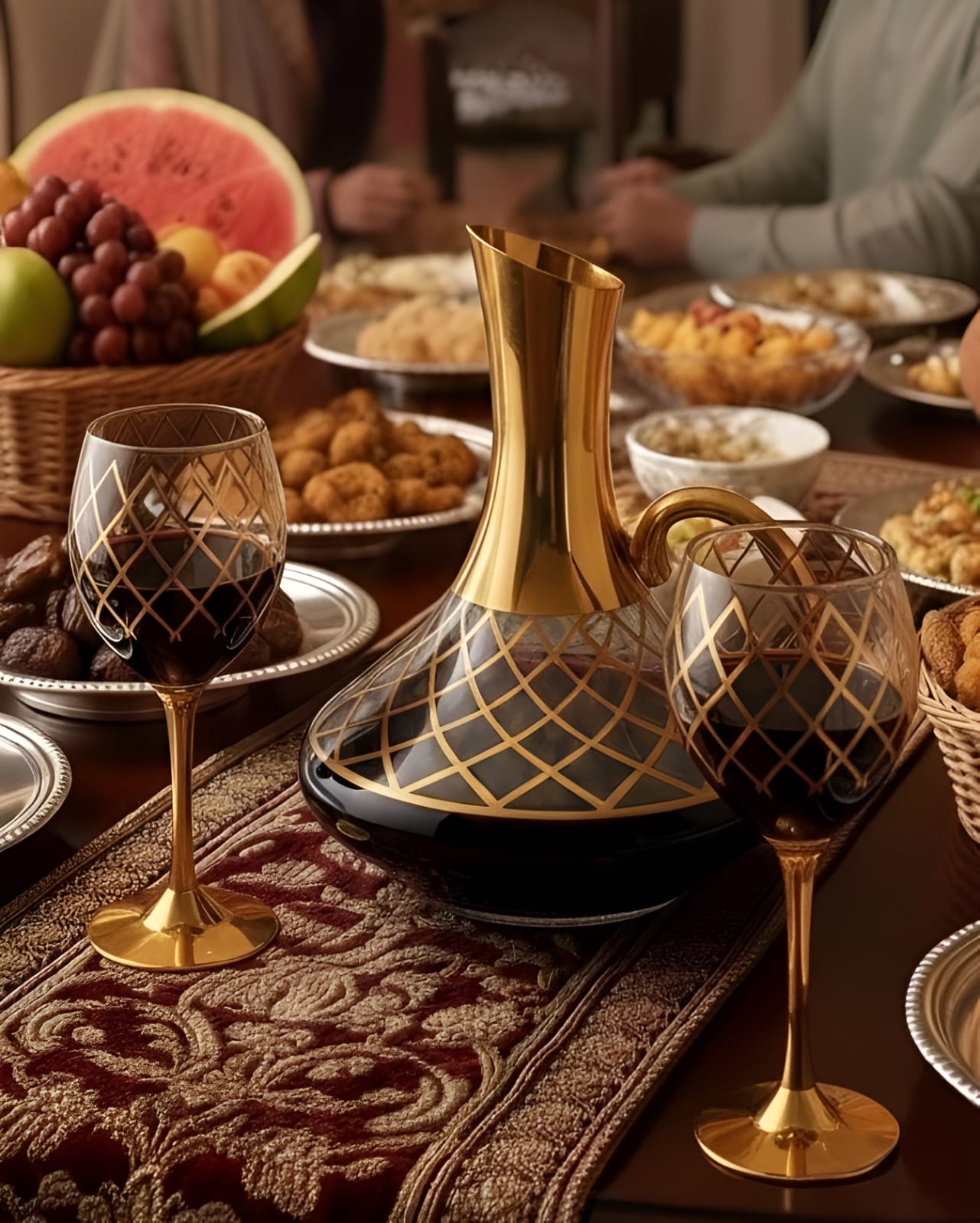 Luxury 7-Piece Gold Glassware Set - 1 Jug & 6 Glasses ( 7 Pieces Jug Glass Set)