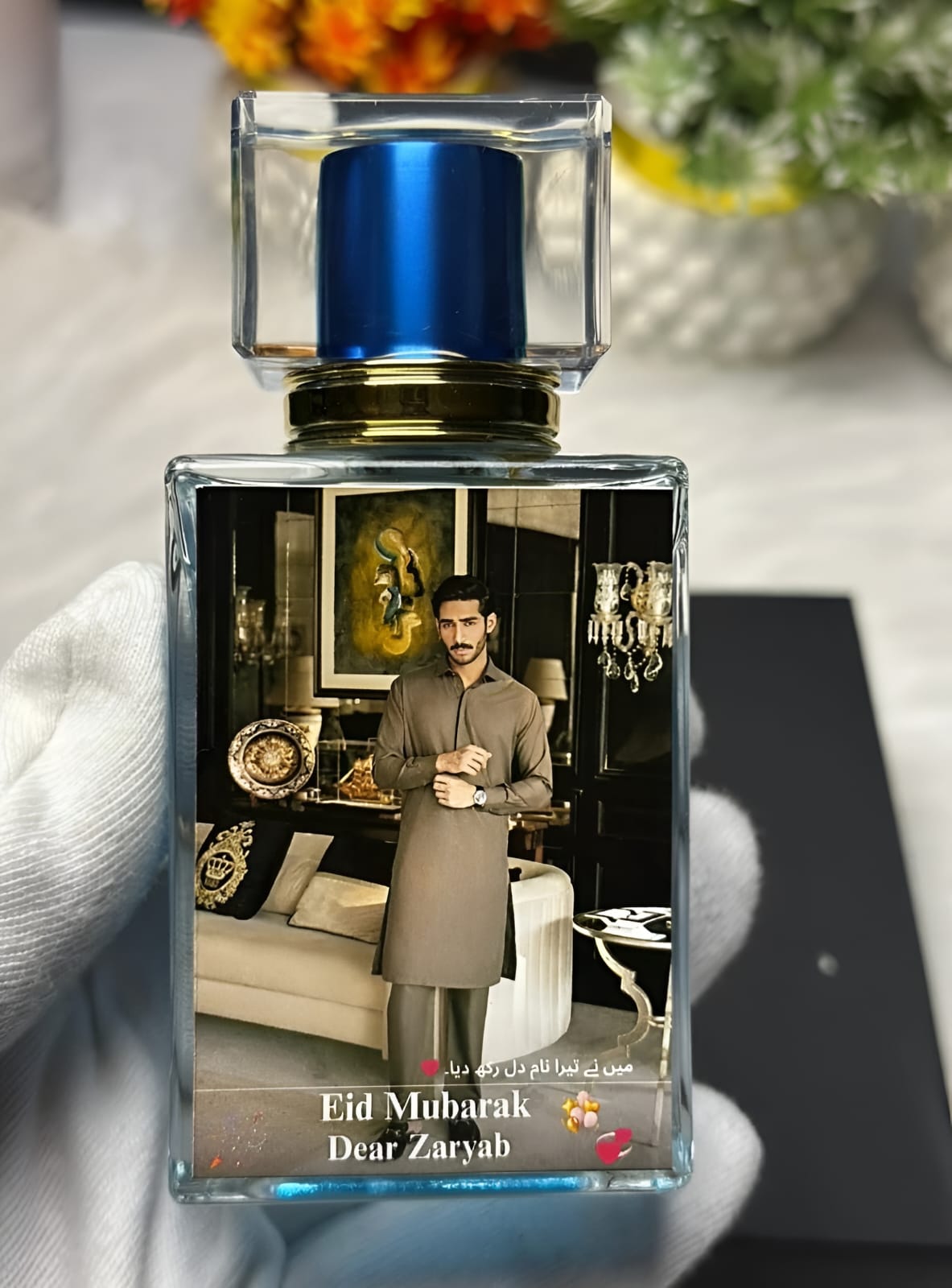 Customized Picture Perfume Bottle – Personalized Eid Gift with Name & Photo