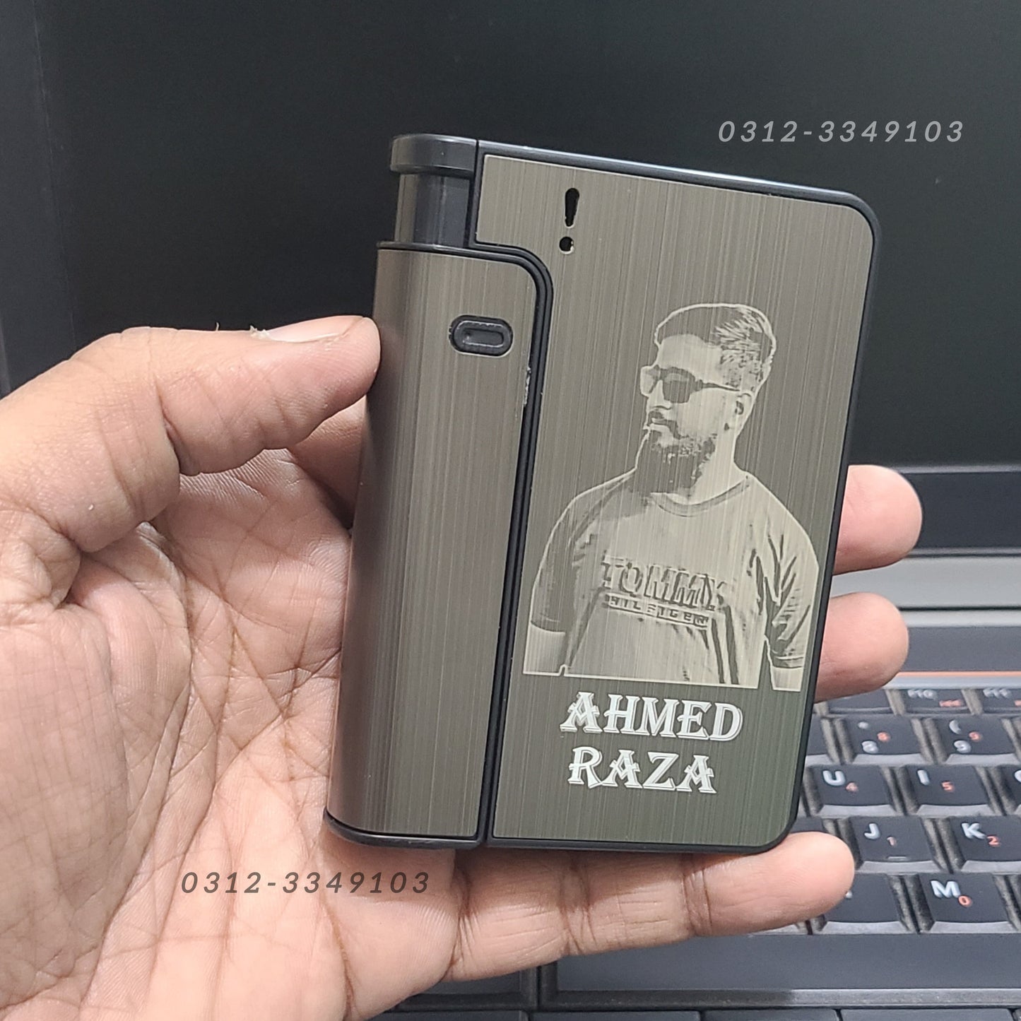 Customized Refillable Cigarette Case Lighter – Photo Engraving Gift (Holds 10 Cigarettes)