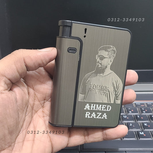 Customized Refillable Cigarette Case Lighter – Photo Engraving Gift (Holds 10 Cigarettes)