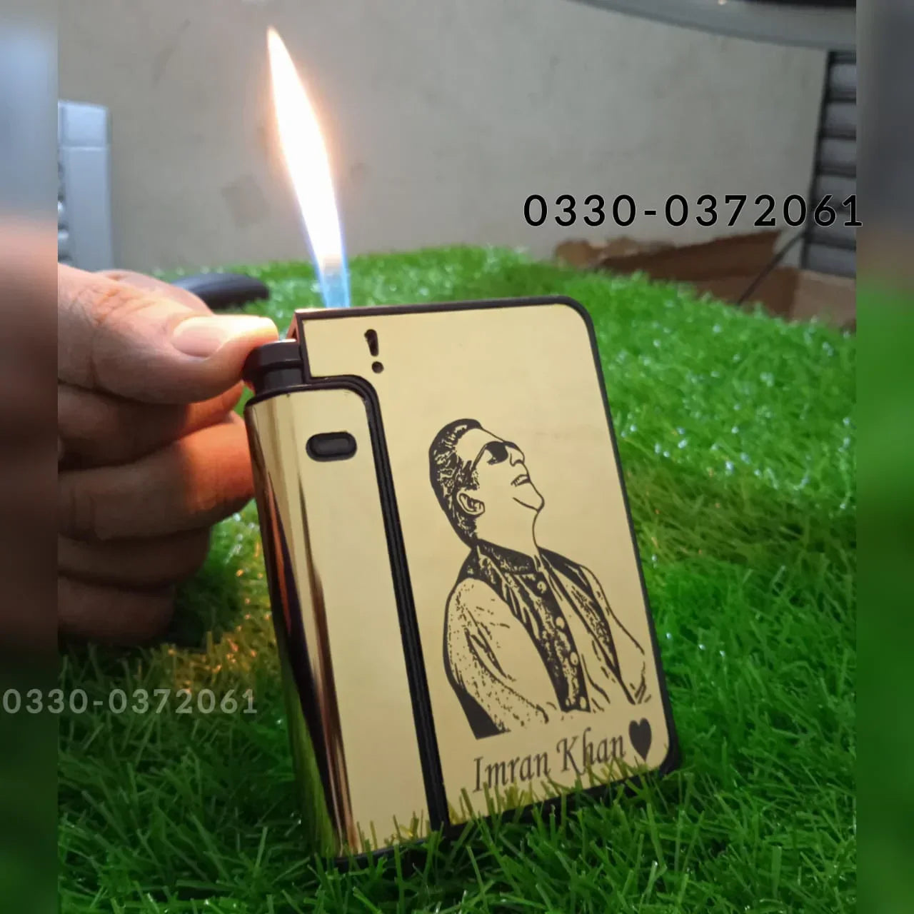 Gold Cigratte Case + Lighter With Customize Picture