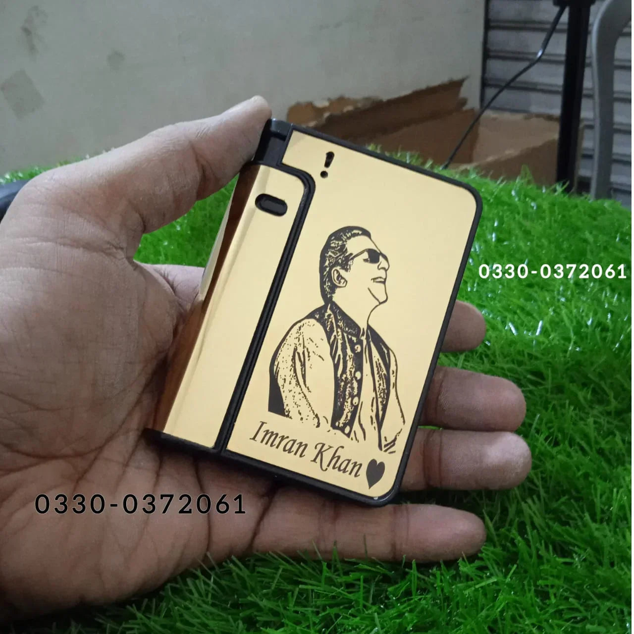 Gold Cigratte Case + Lighter With Customize Picture
