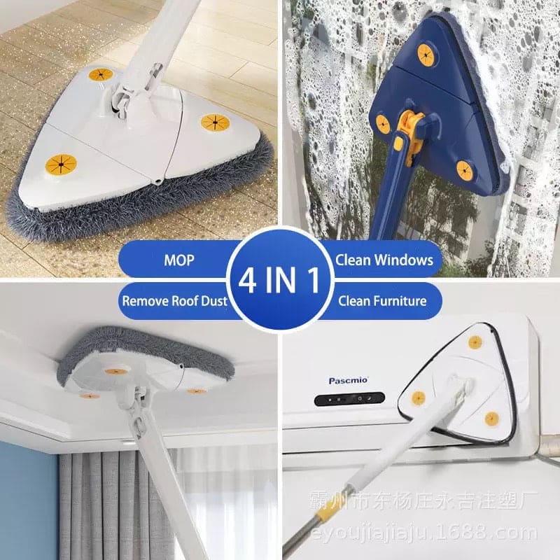 Triangle Extendable Cleaning Mop, 360° Rotatable Squeeze Mop, Cleaner for Kitchen Toilet