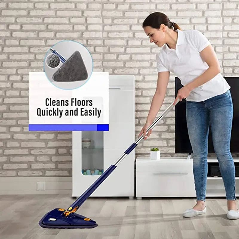 Triangle Extendable Cleaning Mop, 360° Rotatable Squeeze Mop, Cleaner for Kitchen Toilet